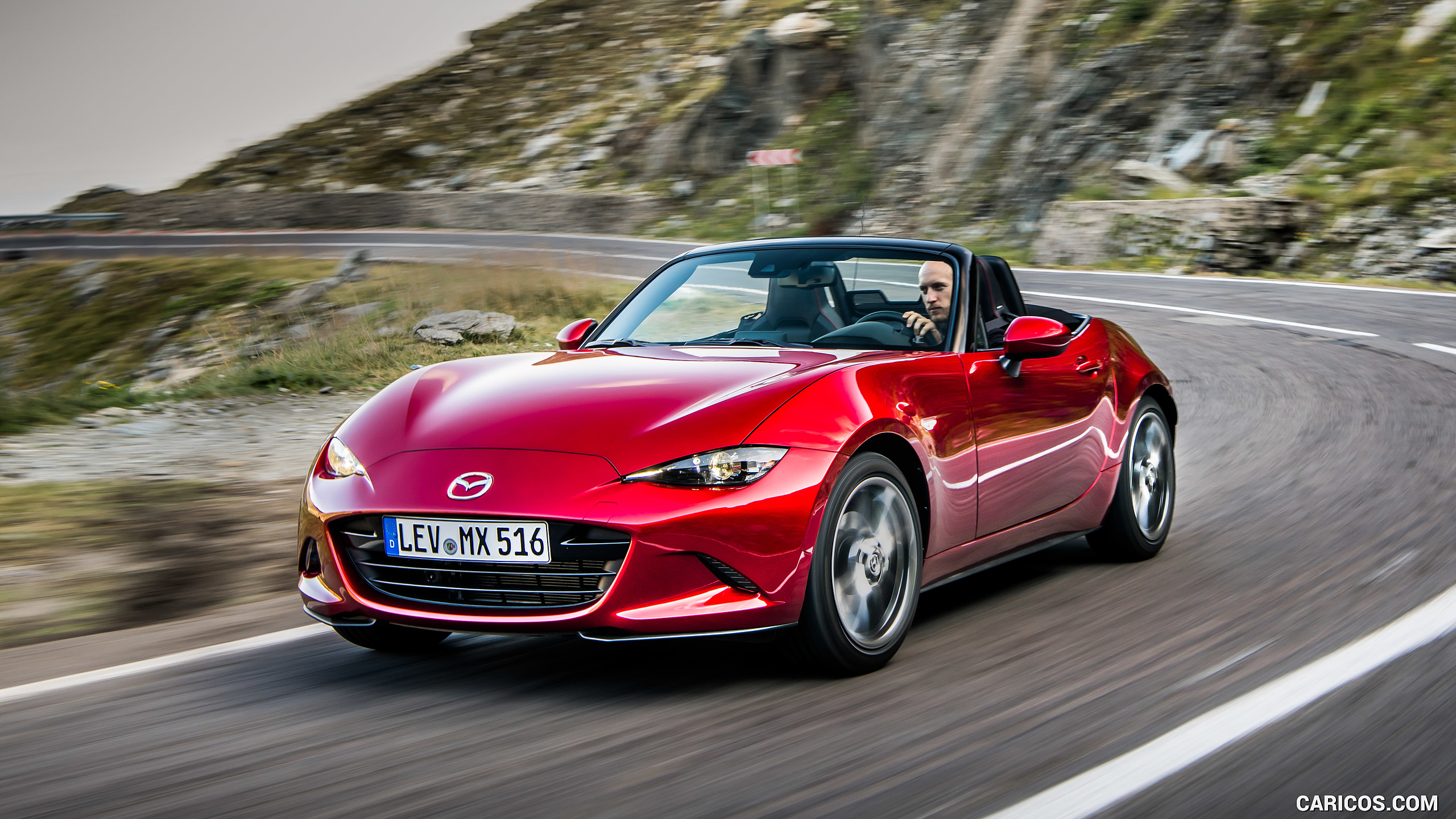 2019 Mazda MX-5 Roadster (Color: Soul Red Crystal) - Front Three-Quarter, #2 of 101