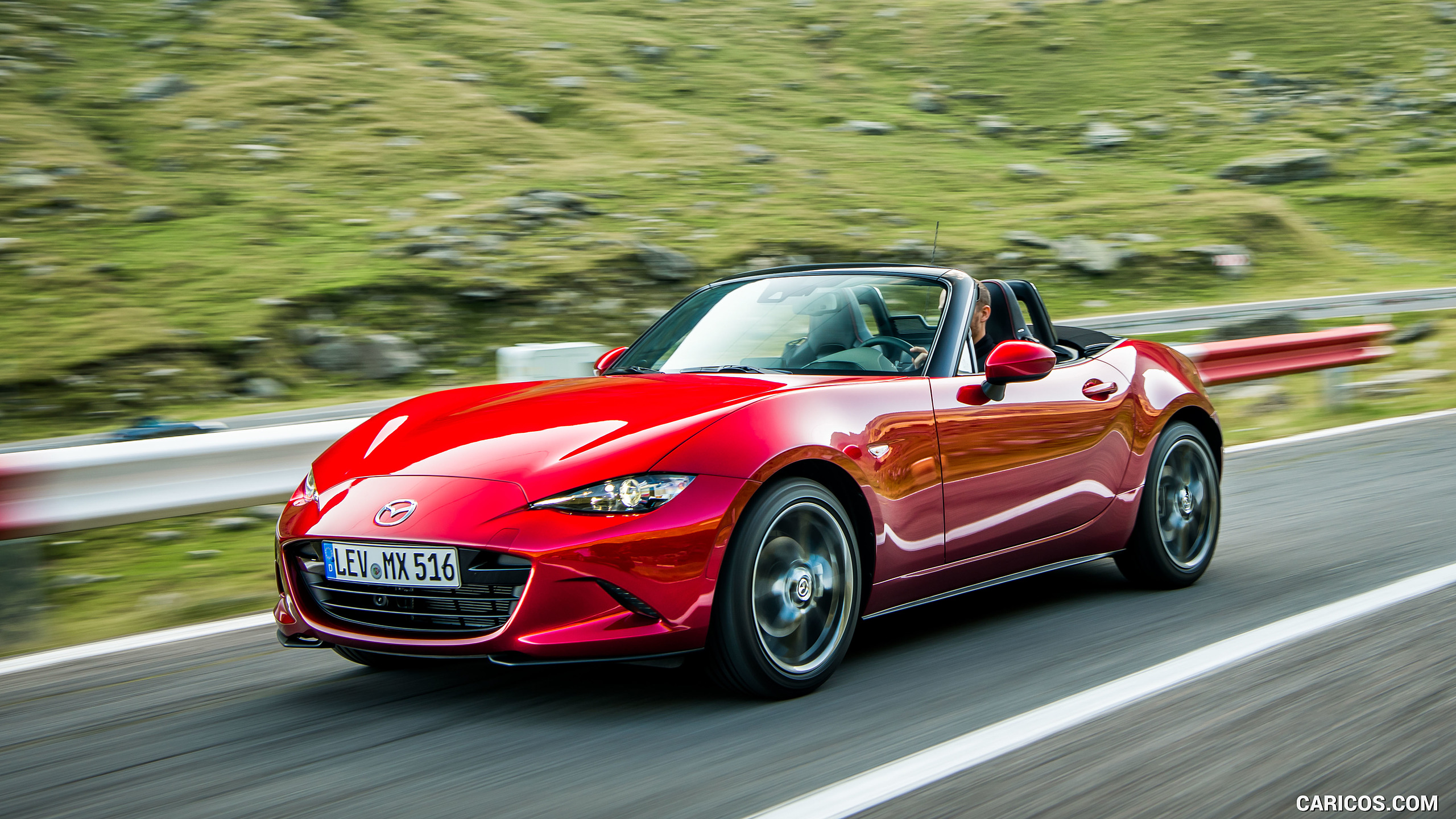 2019 Mazda MX-5 Roadster (Color: Soul Red Crystal) - Front Three-Quarter, #5 of 101