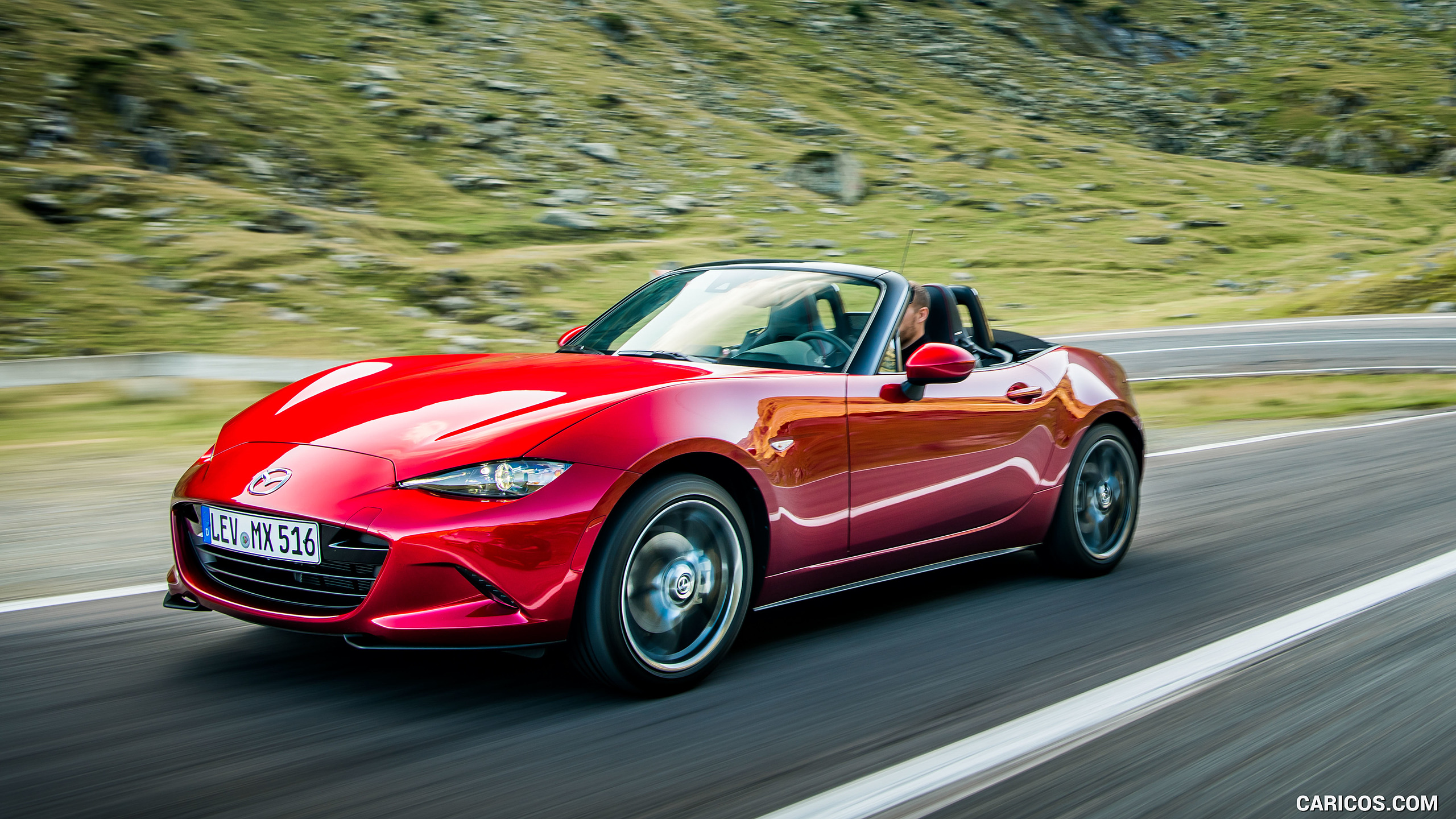 2019 Mazda MX-5 Roadster (Color: Soul Red Crystal) - Front Three-Quarter, #6 of 101