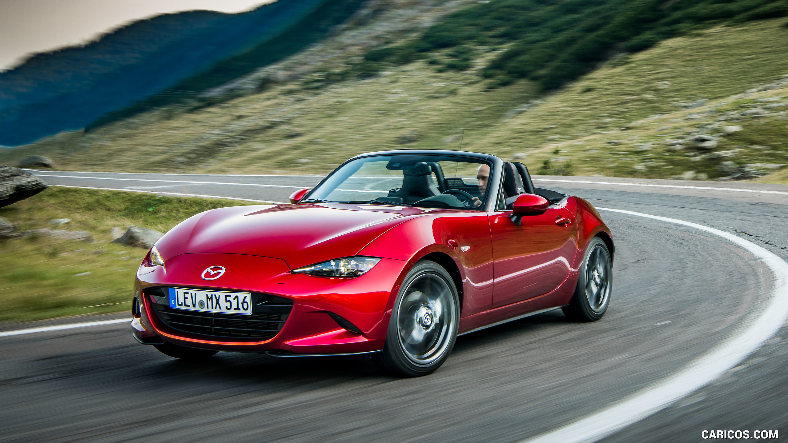2019 Mazda MX-5 Roadster (Color: Soul Red Crystal) - Front Three-Quarter, #7 of 101