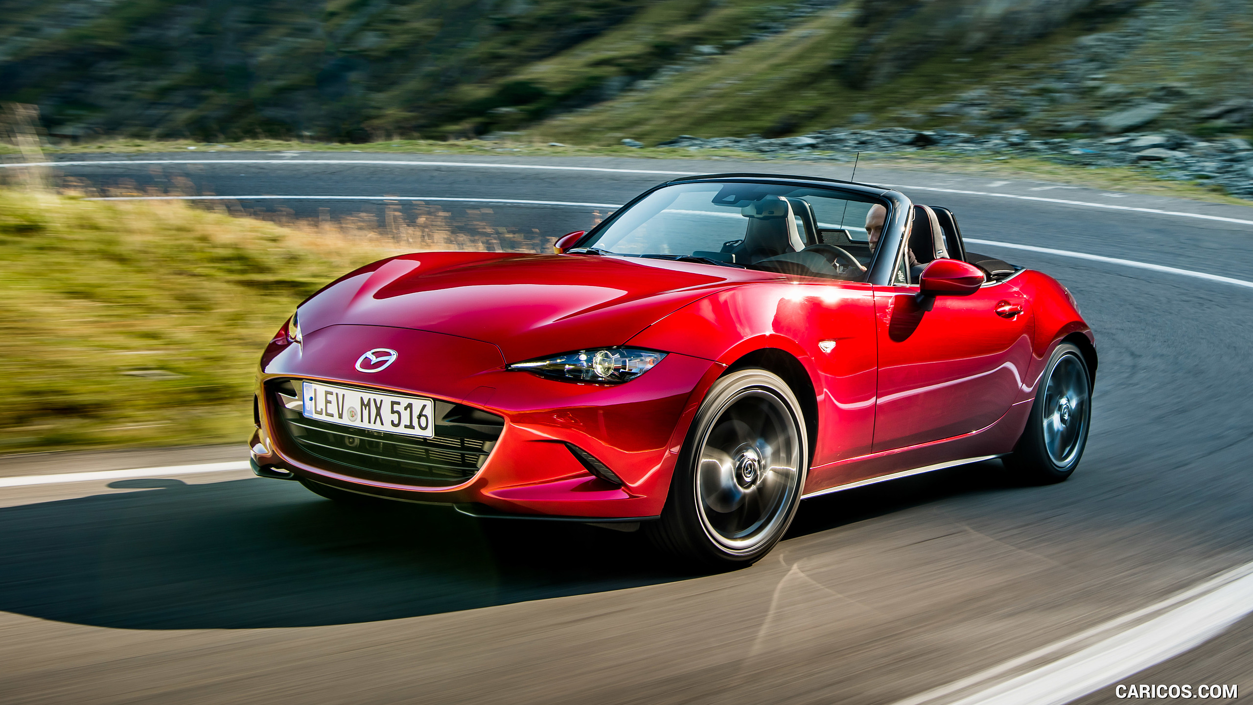 2019 Mazda MX-5 Roadster (Color: Soul Red Crystal) - Front Three-Quarter, #13 of 101