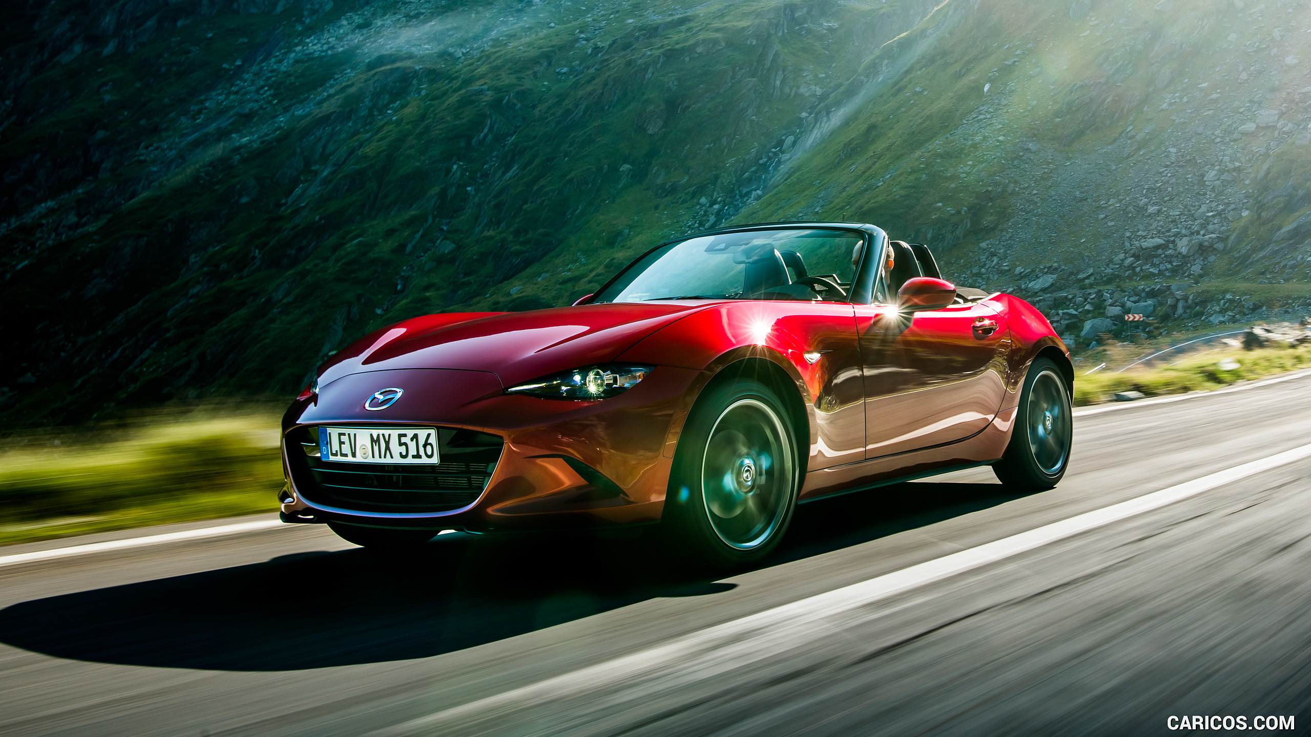 2019 Mazda MX-5 Roadster (Color: Soul Red Crystal) - Front Three-Quarter, #14 of 101