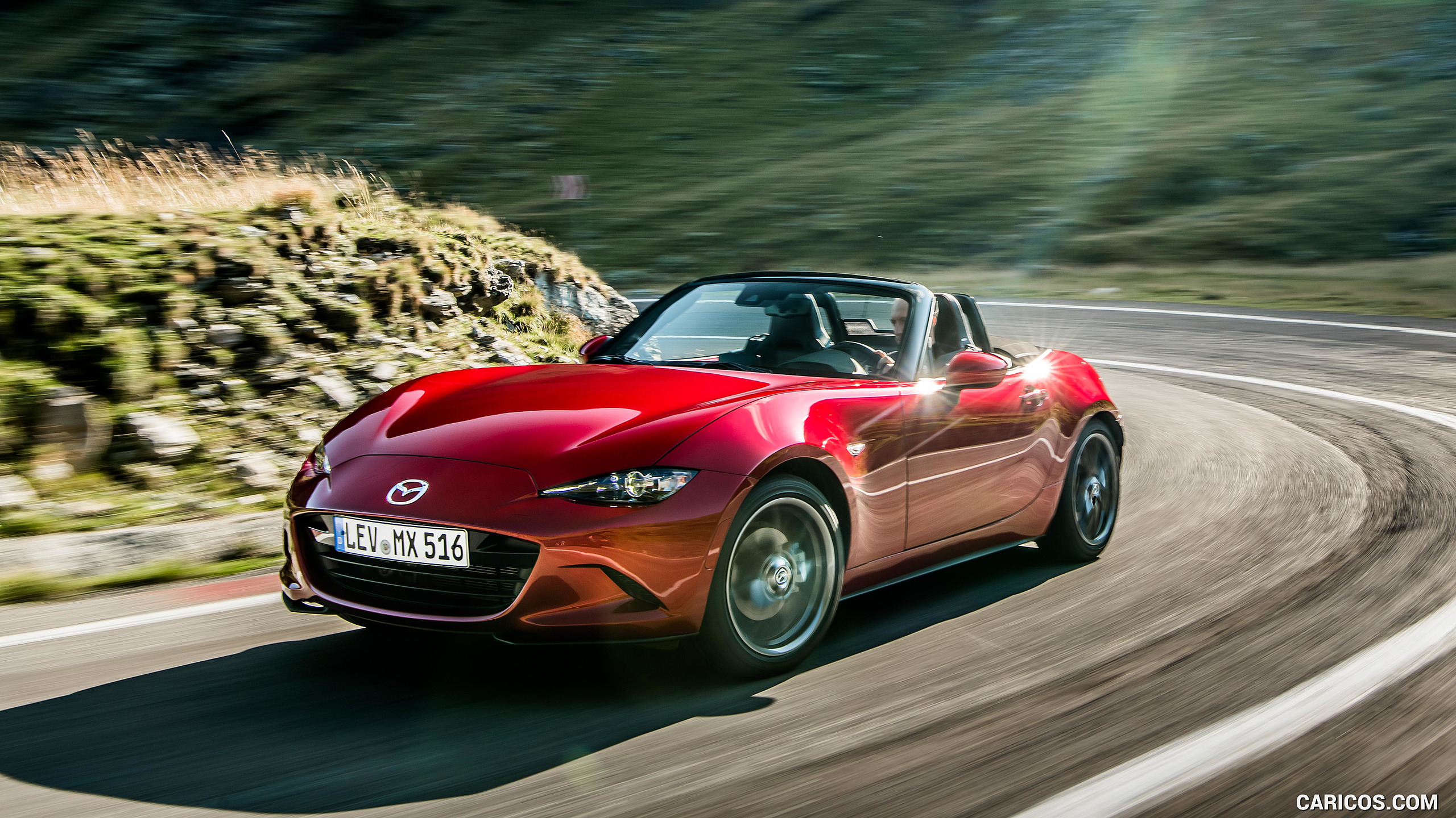 2019 Mazda MX-5 Roadster (Color: Soul Red Crystal) - Front Three-Quarter, #20 of 101