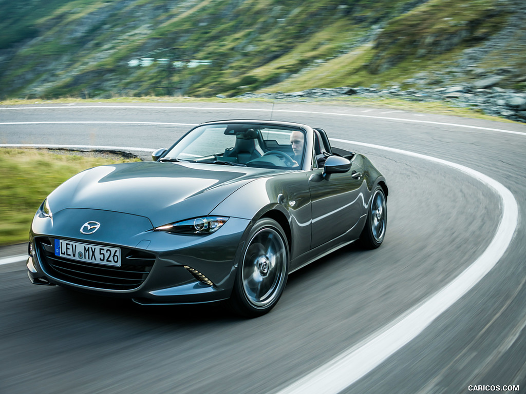 2019 Mazda MX-5 Roadster (Color: Machine Grey) - Front Three-Quarter