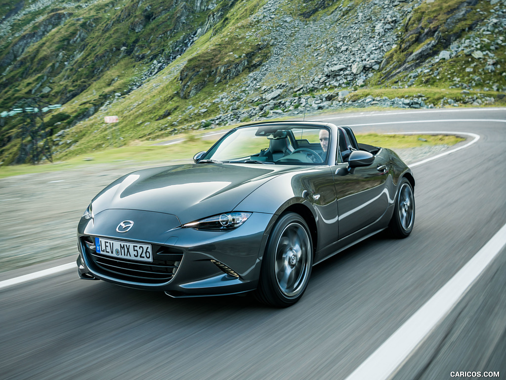 2019 Mazda MX-5 Roadster (Color: Machine Grey) - Front Three-Quarter