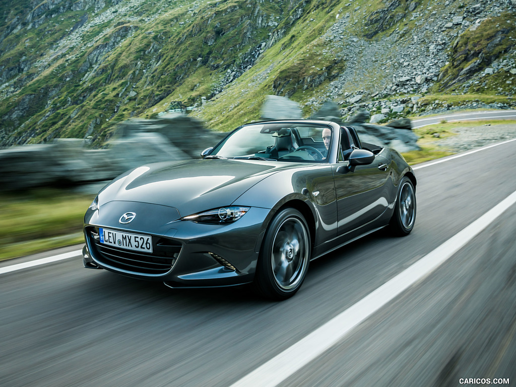 2019 Mazda MX-5 Roadster (Color: Machine Grey) - Front Three-Quarter