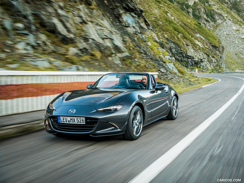 2019 Mazda MX-5 Roadster (Color: Machine Grey) - Front Three-Quarter