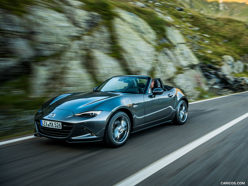 2019 Mazda MX-5 Roadster (Color: Machine Grey) - Front Three-Quarter