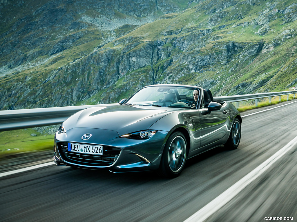 2019 Mazda MX-5 Roadster (Color: Machine Grey) - Front Three-Quarter