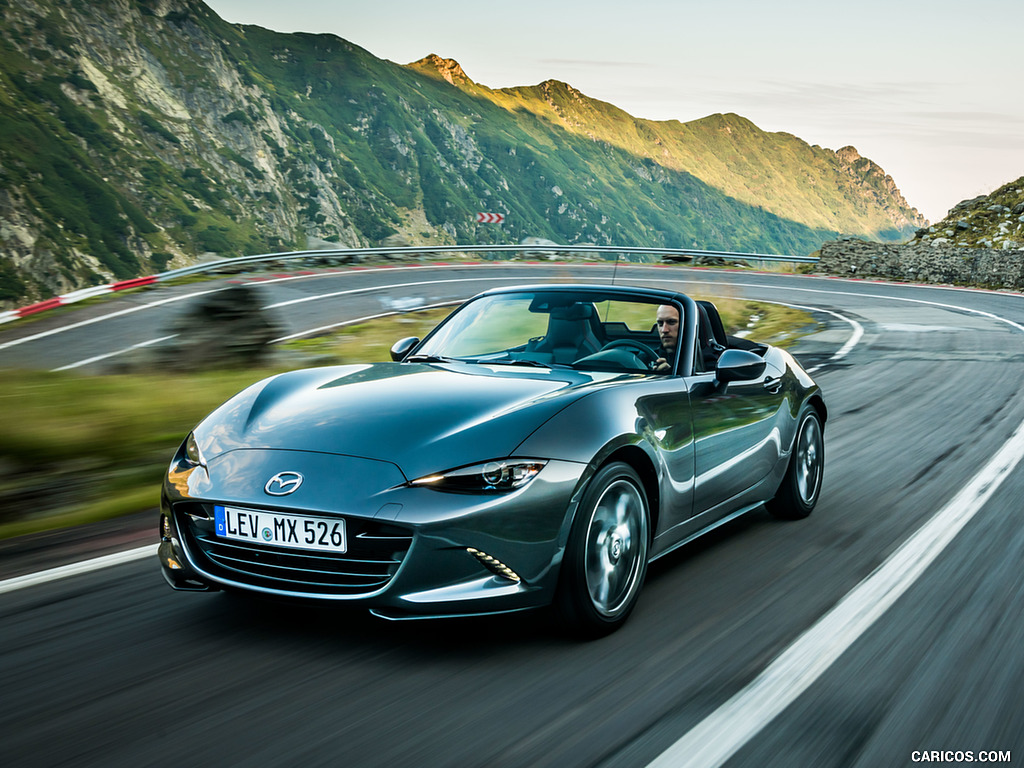 2019 Mazda MX-5 Roadster (Color: Machine Grey) - Front Three-Quarter