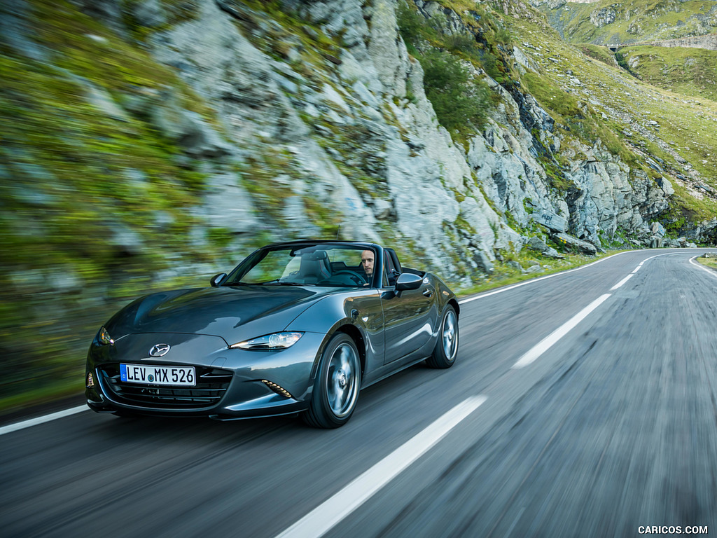 2019 Mazda MX-5 Roadster (Color: Machine Grey) - Front Three-Quarter