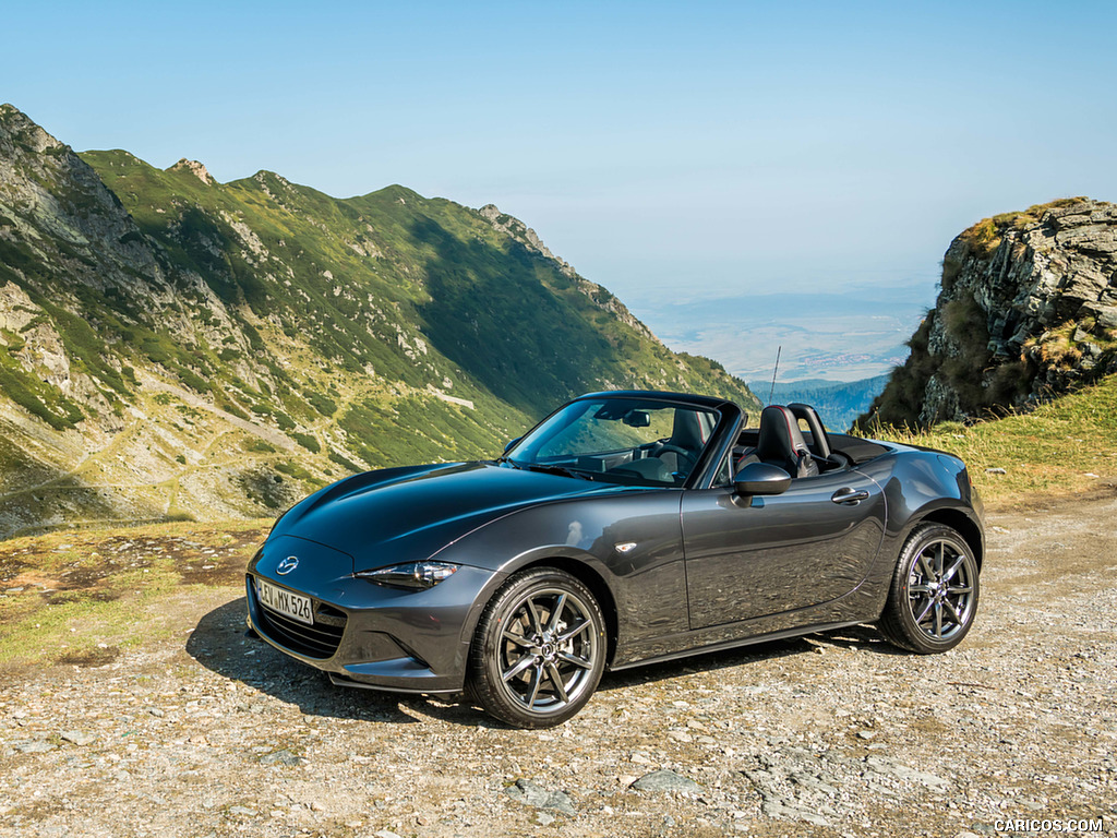 2019 Mazda MX-5 Roadster (Color: Machine Grey) - Front Three-Quarter