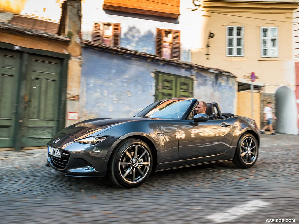 2019 Mazda MX-5 Roadster (Color: Machine Grey) - Front Three-Quarter