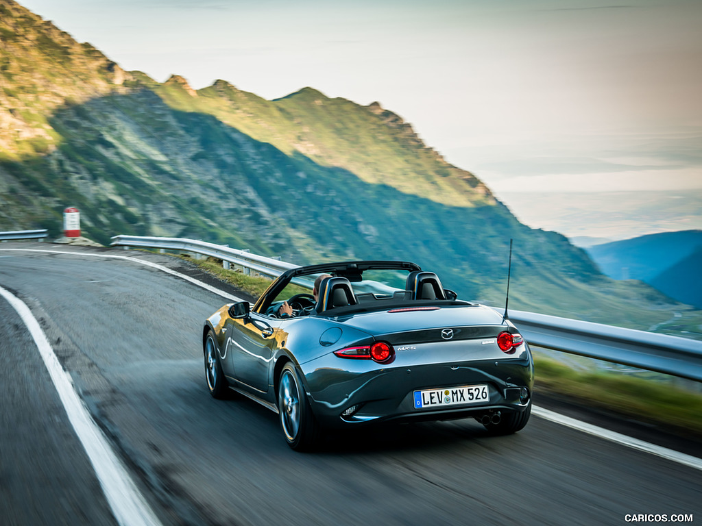 2019 Mazda MX-5 Roadster (Color: Machine Grey) - Rear Three-Quarter