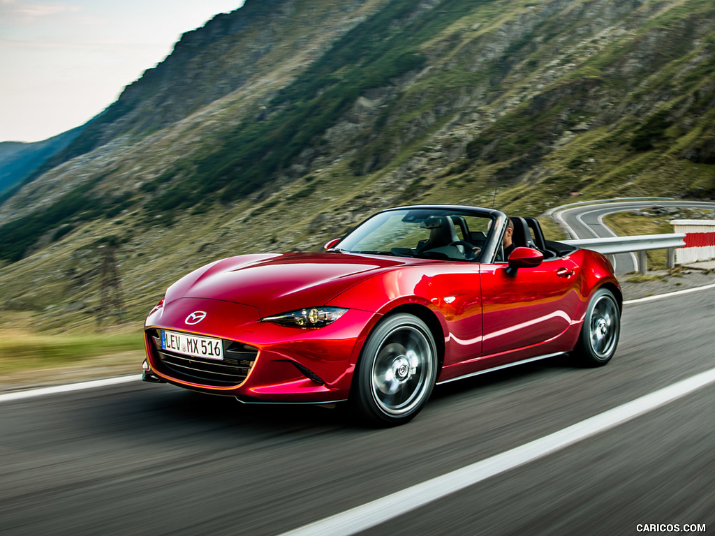 2019 Mazda MX-5 Roadster (Color: Soul Red Crystal) - Front Three-Quarter