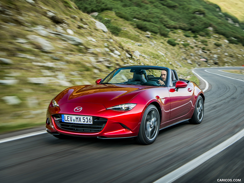 2019 Mazda MX-5 Roadster (Color: Soul Red Crystal) - Front Three-Quarter