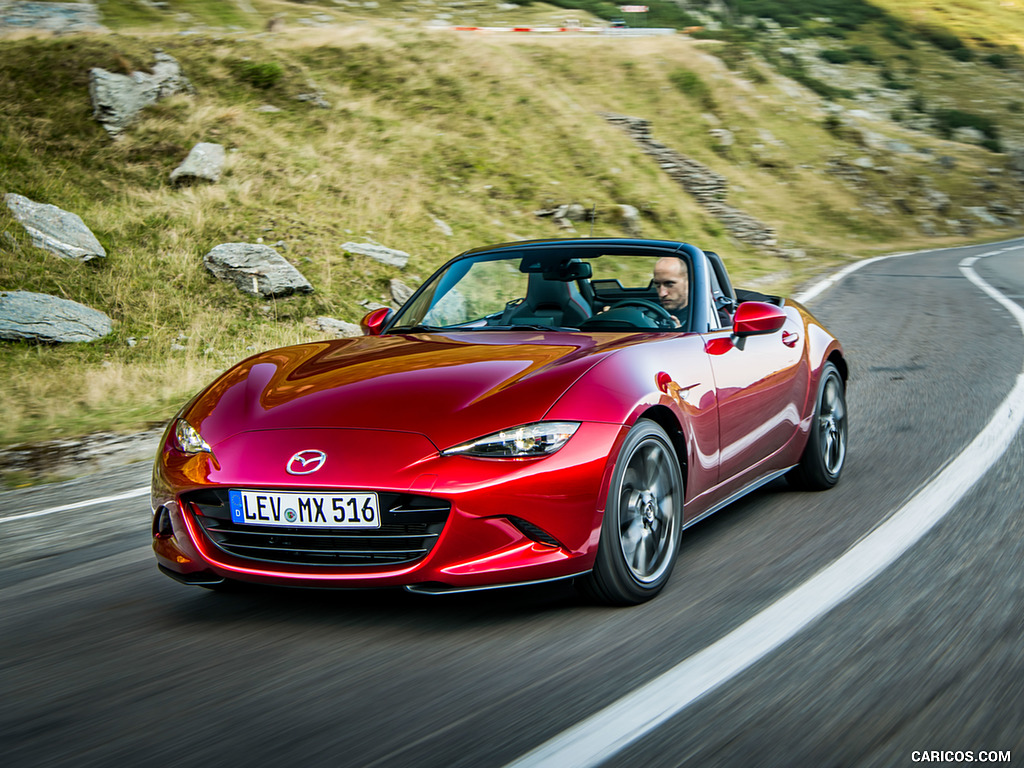 2019 Mazda MX-5 Roadster (Color: Soul Red Crystal) - Front Three-Quarter