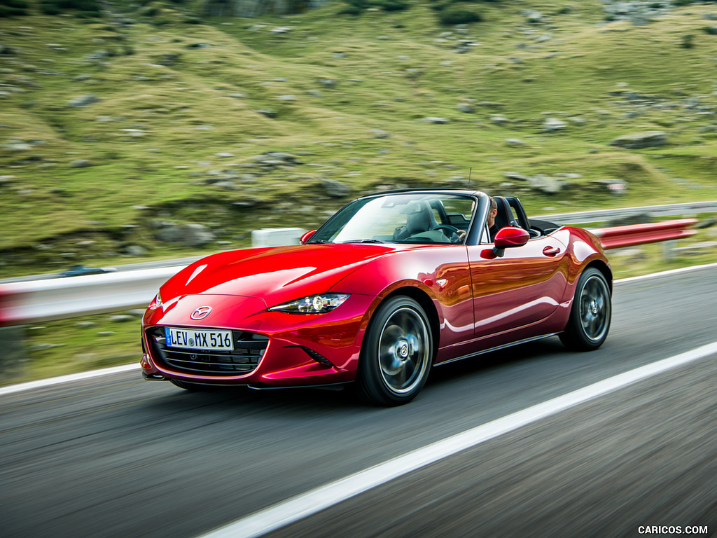 2019 Mazda MX-5 Roadster (Color: Soul Red Crystal) - Front Three-Quarter