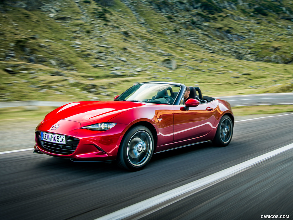 2019 Mazda MX-5 Roadster (Color: Soul Red Crystal) - Front Three-Quarter