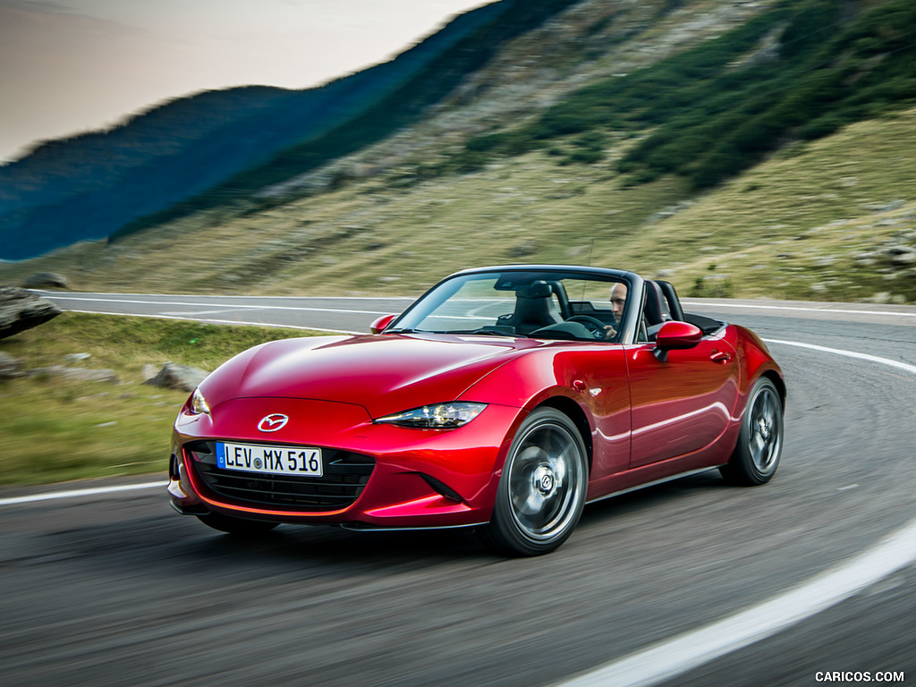 2019 Mazda MX-5 Roadster (Color: Soul Red Crystal) - Front Three-Quarter