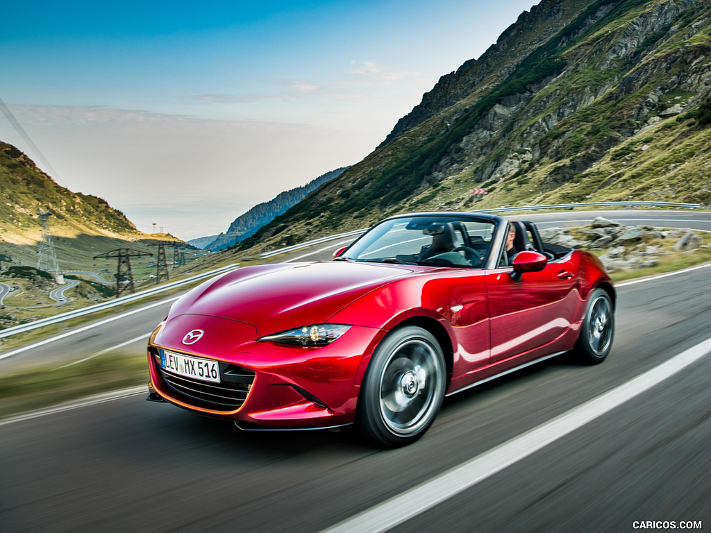 2019 Mazda MX-5 Roadster (Color: Soul Red Crystal) - Front Three-Quarter