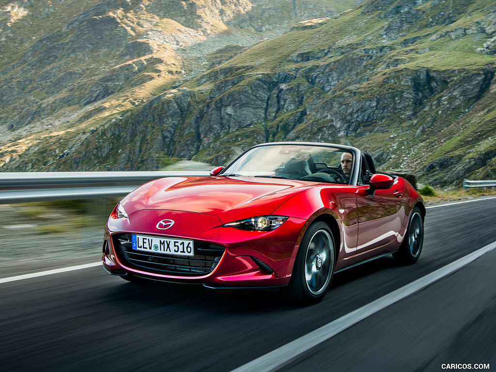 2019 Mazda MX-5 Roadster (Color: Soul Red Crystal) - Front Three-Quarter