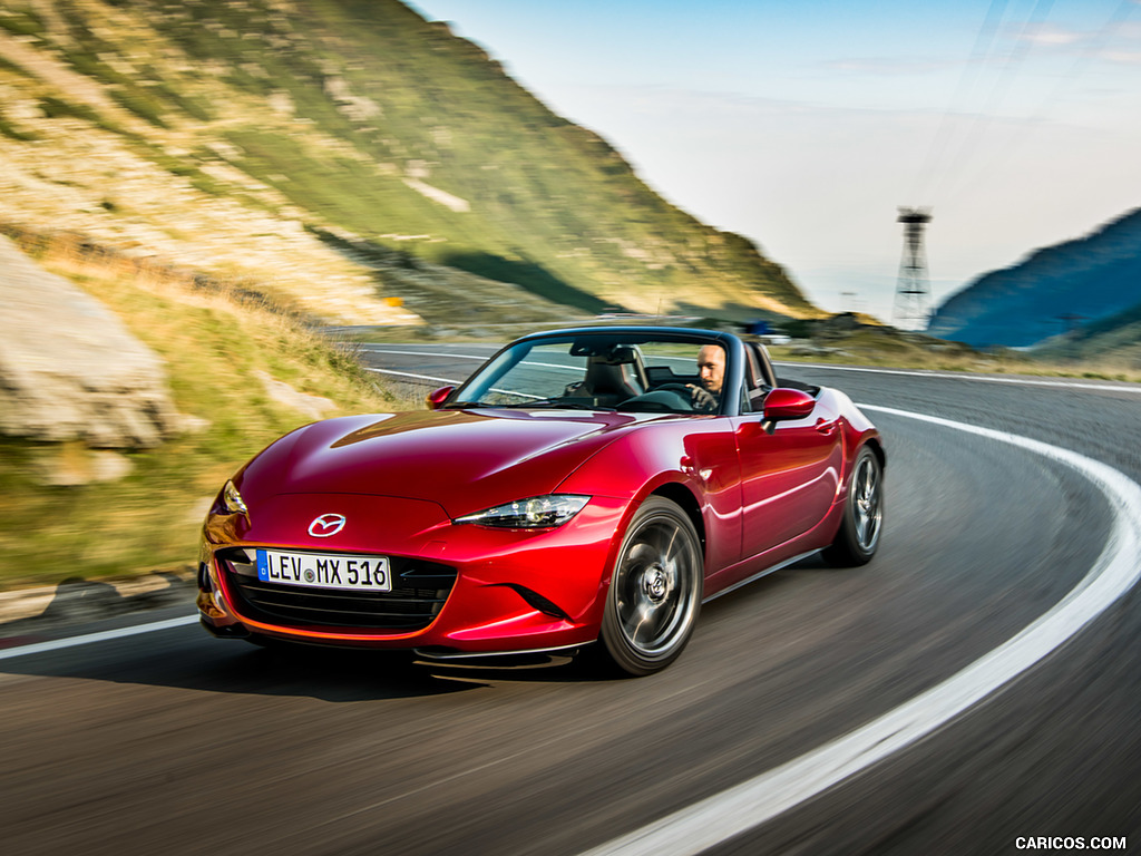 2019 Mazda MX-5 Roadster (Color: Soul Red Crystal) - Front Three-Quarter