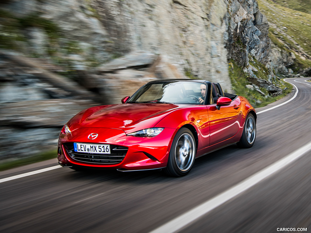 2019 Mazda MX-5 Roadster (Color: Soul Red Crystal) - Front Three-Quarter