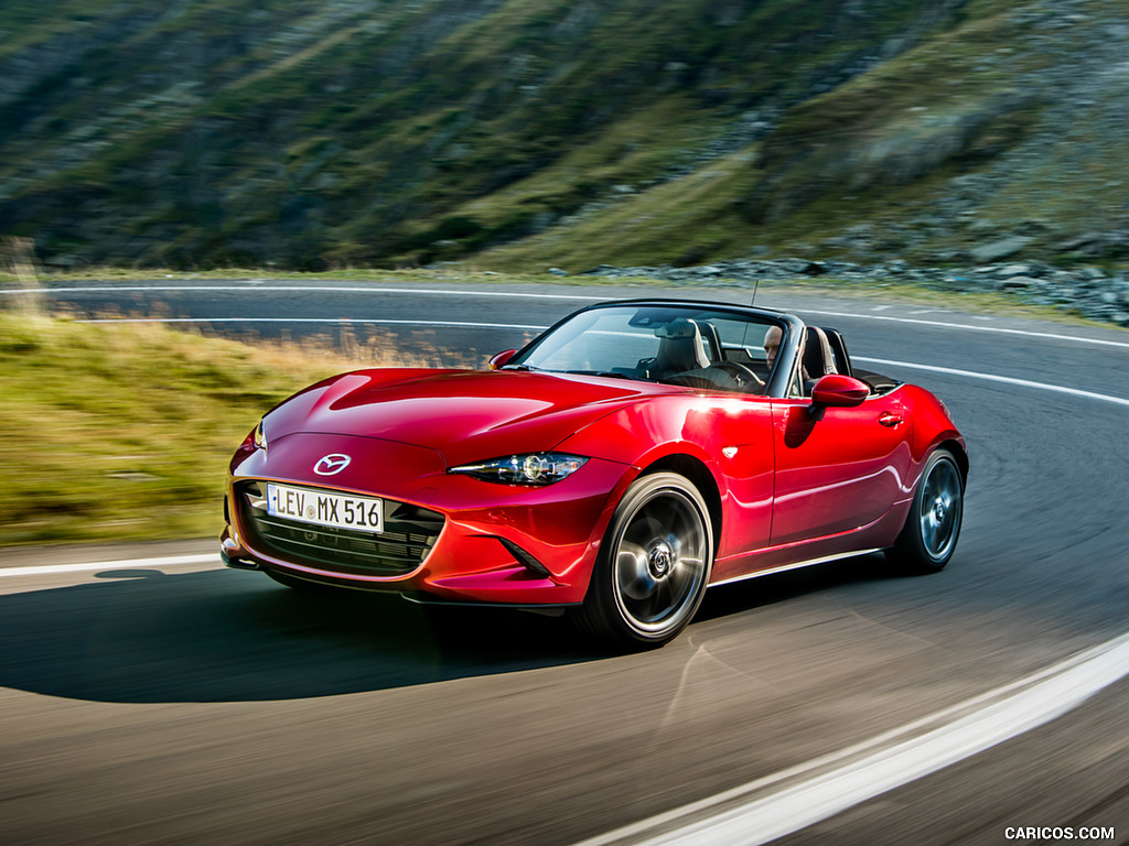 2019 Mazda MX-5 Roadster (Color: Soul Red Crystal) - Front Three-Quarter