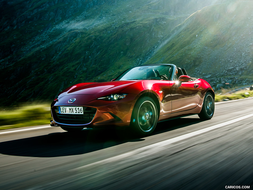 2019 Mazda MX-5 Roadster (Color: Soul Red Crystal) - Front Three-Quarter