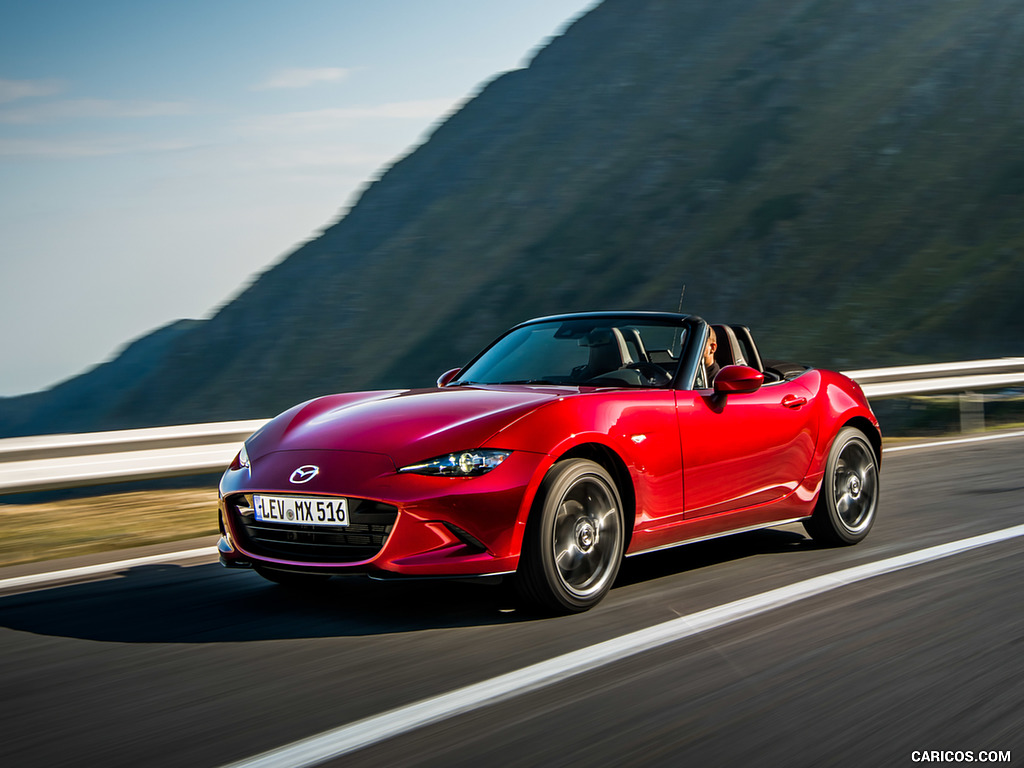 2019 Mazda MX-5 Roadster (Color: Soul Red Crystal) - Front Three-Quarter