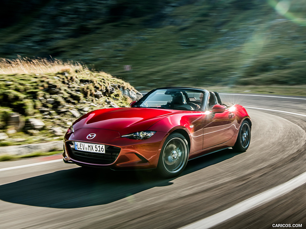 2019 Mazda MX-5 Roadster (Color: Soul Red Crystal) - Front Three-Quarter