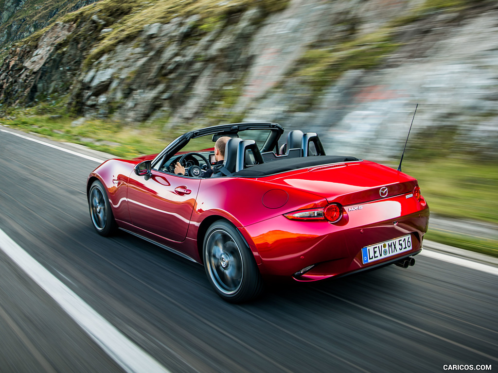 2019 Mazda MX-5 Roadster (Color: Soul Red Crystal) - Rear Three-Quarter