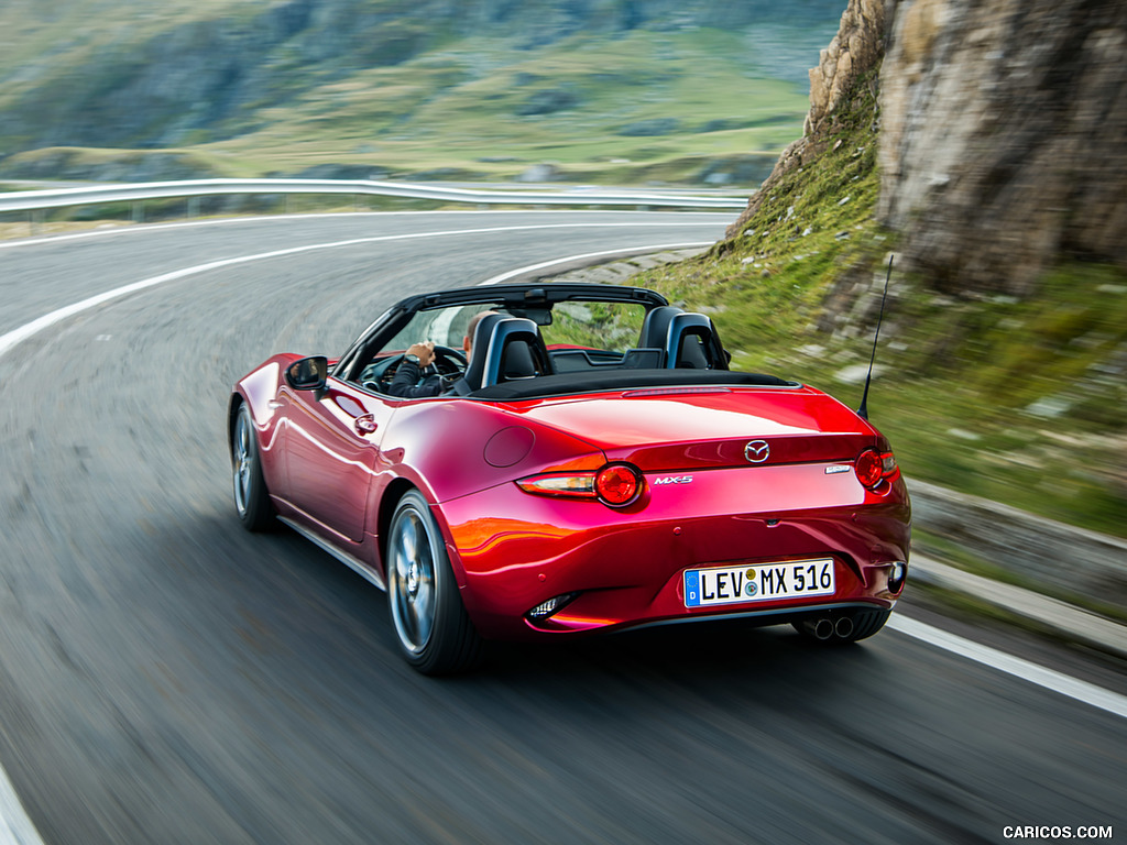 2019 Mazda MX-5 Roadster (Color: Soul Red Crystal) - Rear Three-Quarter