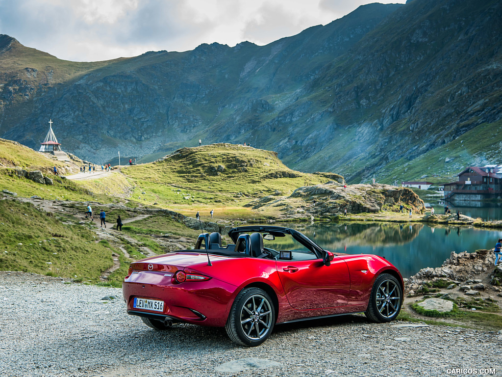 2019 Mazda MX-5 Roadster (Color: Soul Red Crystal) - Rear Three-Quarter