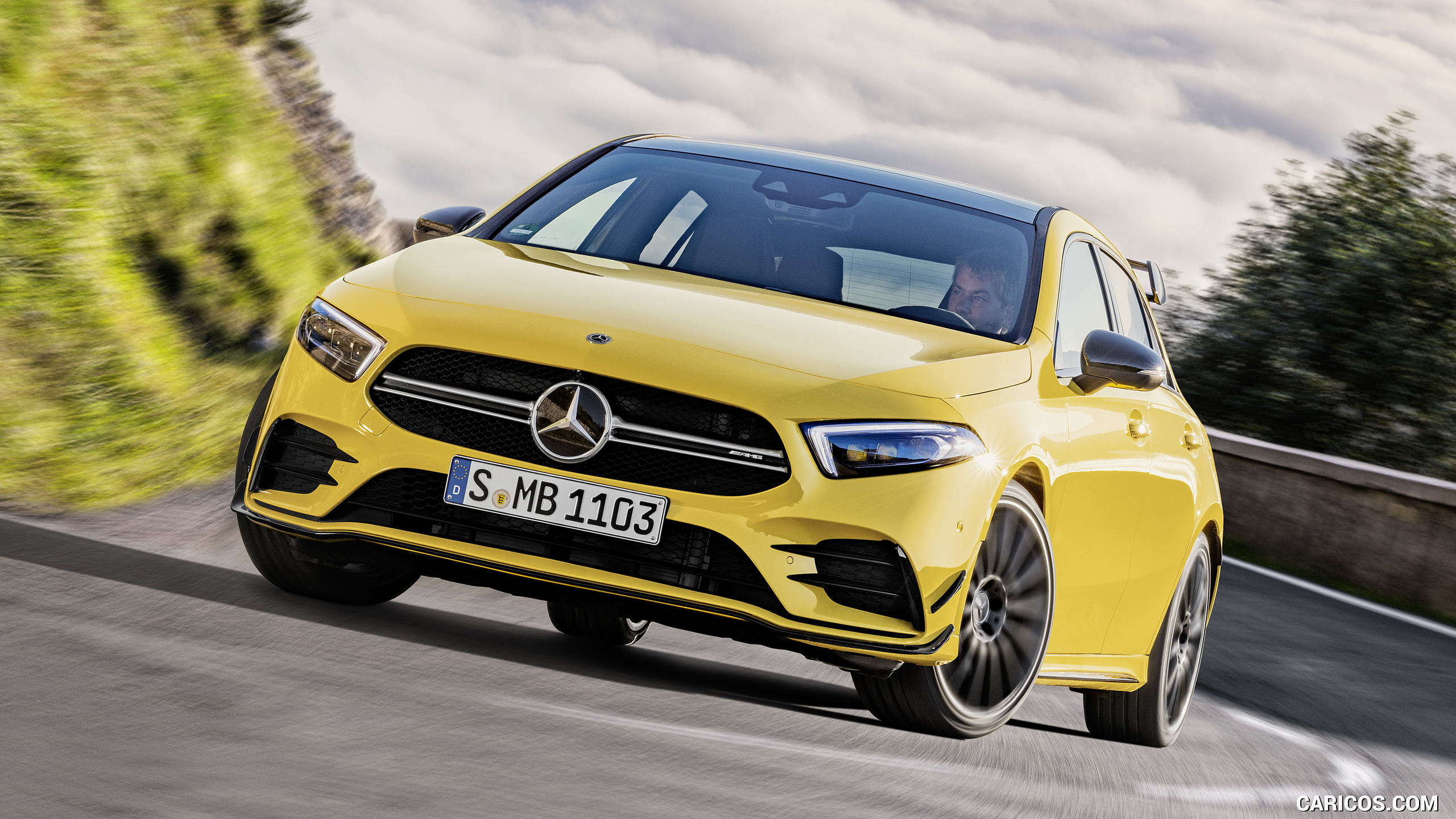 2019 Mercedes-AMG A 35 4MATIC (Color: Sun Yellow) - Front, #9 of 30