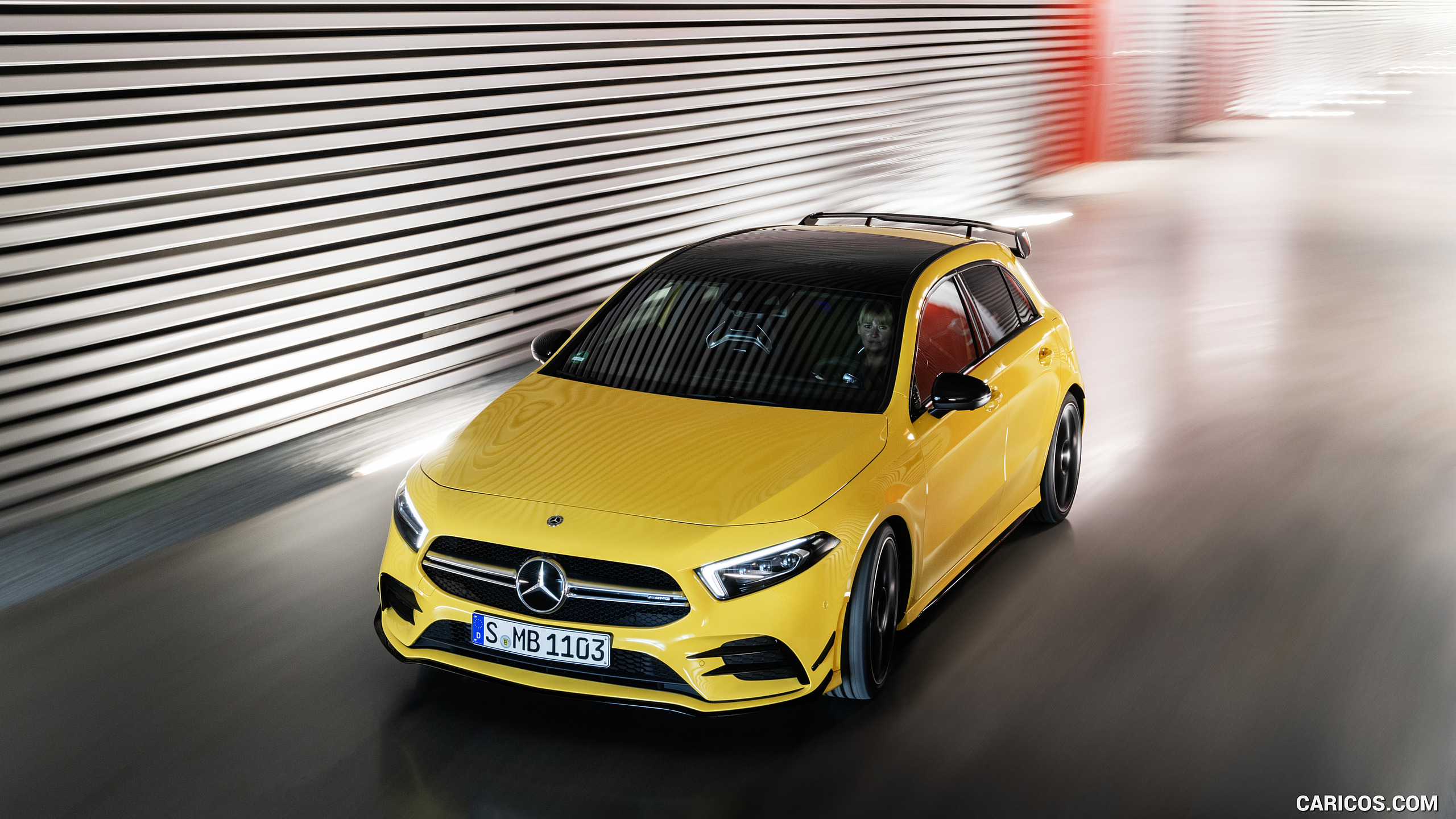 2019 Mercedes-AMG A 35 4MATIC (Color: Sun Yellow) - Front Three-Quarter, #13 of 30