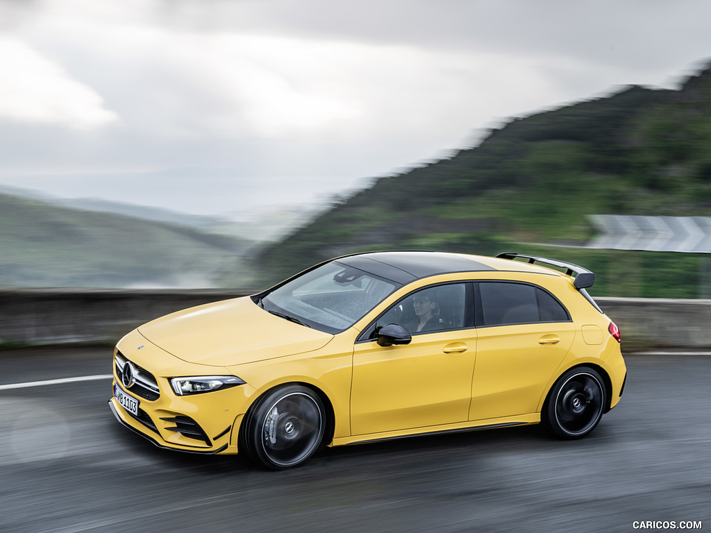 2019 Mercedes-AMG A 35 4MATIC (Color: Sun Yellow) - Front Three-Quarter