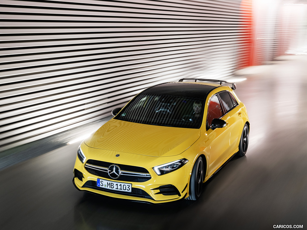 2019 Mercedes-AMG A 35 4MATIC (Color: Sun Yellow) - Front Three-Quarter