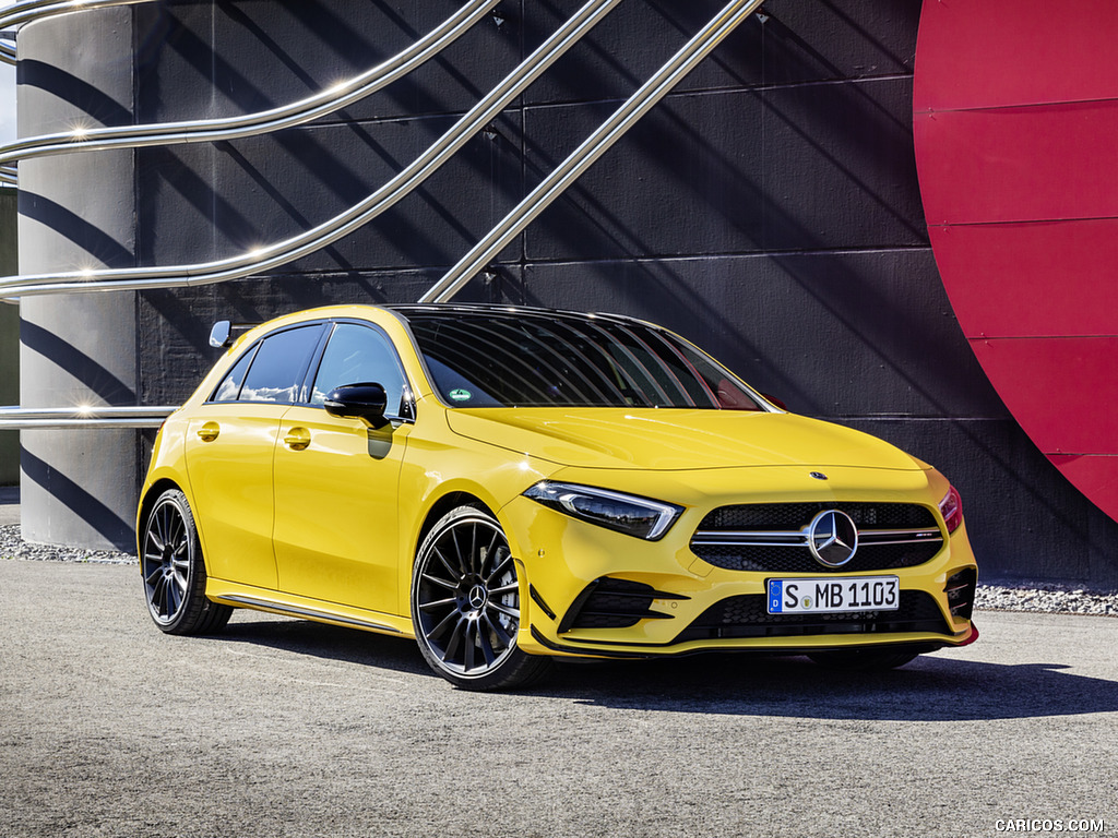 2019 Mercedes-AMG A 35 4MATIC (Color: Sun Yellow) - Front Three-Quarter