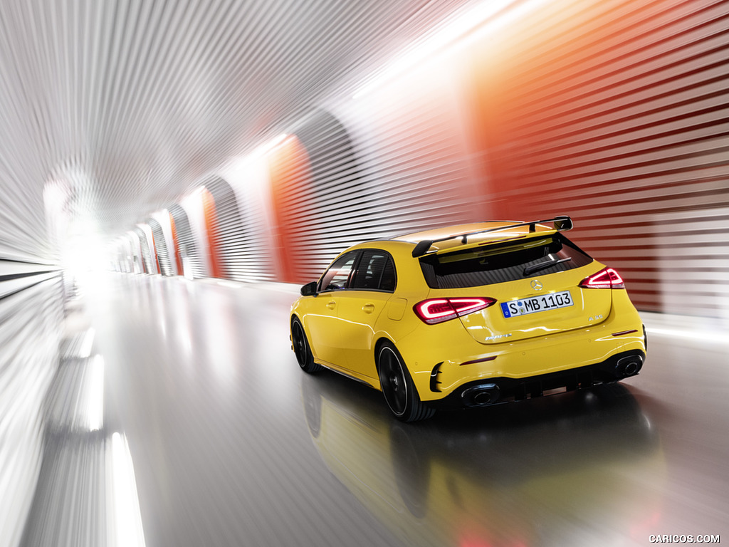 2019 Mercedes-AMG A 35 4MATIC (Color: Sun Yellow) - Rear Three-Quarter