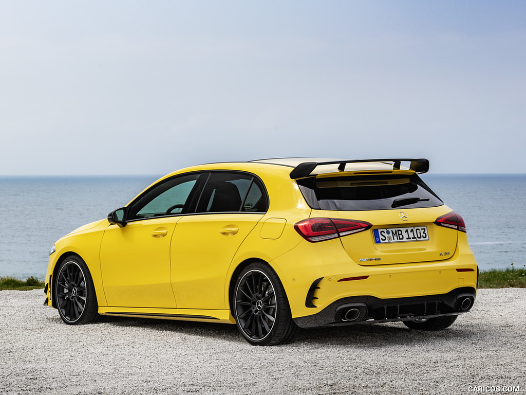 2019 Mercedes-AMG A 35 4MATIC (Color: Sun Yellow) - Rear Three-Quarter