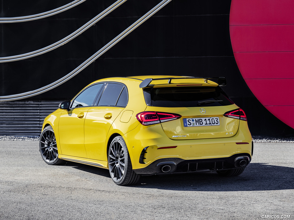 2019 Mercedes-AMG A 35 4MATIC (Color: Sun Yellow) - Rear Three-Quarter