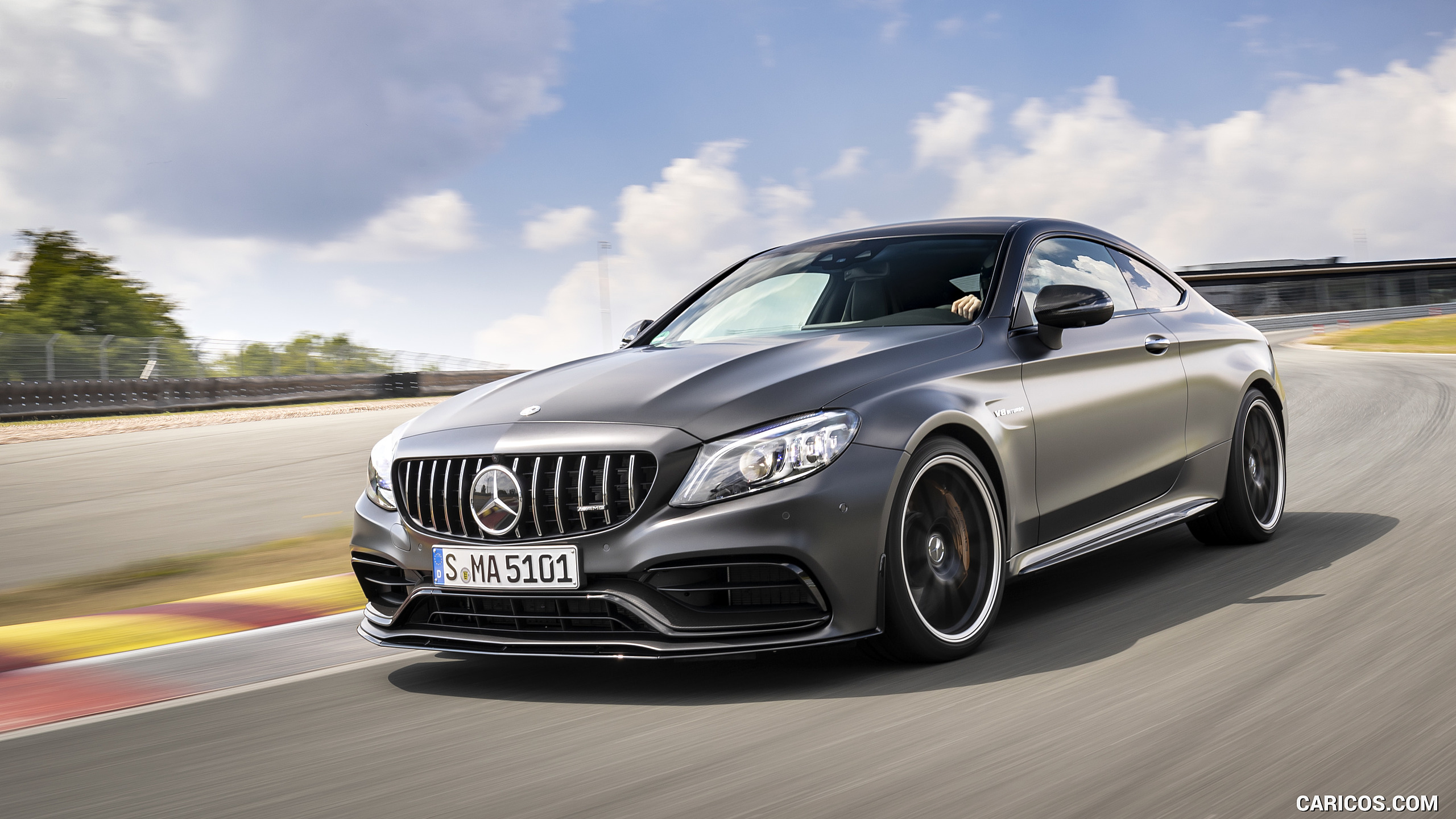 2019 Mercedes-AMG C 63 S Coupe (Color: Designo Graphite Gray Magno) - Front Three-Quarter, #37 of 106