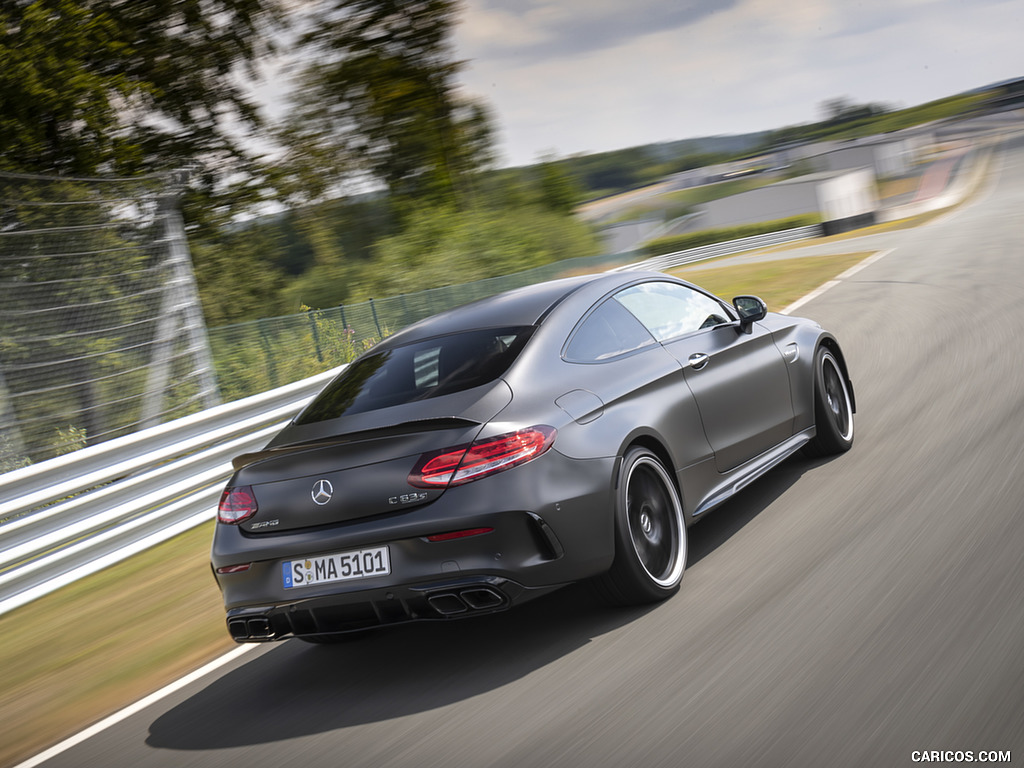 2019 Mercedes-AMG C 63 S Coupe (Color: Designo Graphite Gray Magno) - Rear Three-Quarter