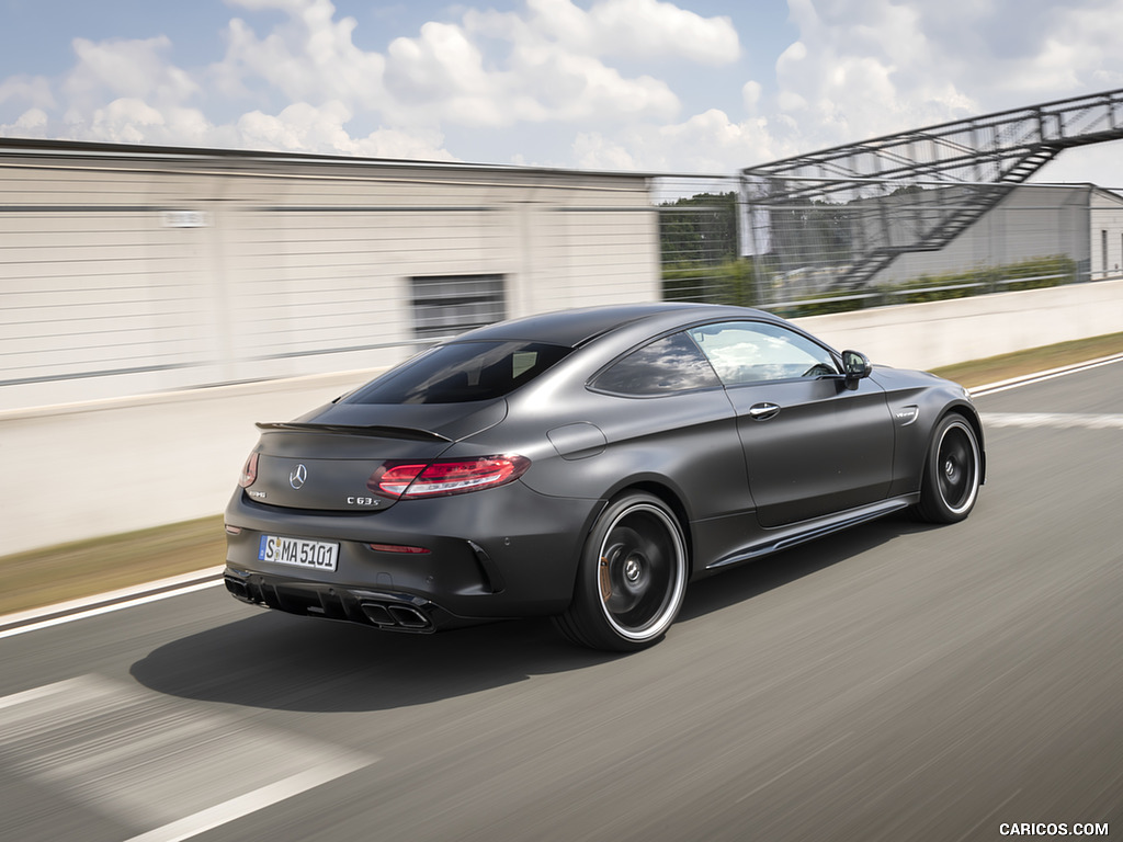 2019 Mercedes-AMG C 63 S Coupe (Color: Designo Graphite Gray Magno) - Rear Three-Quarter