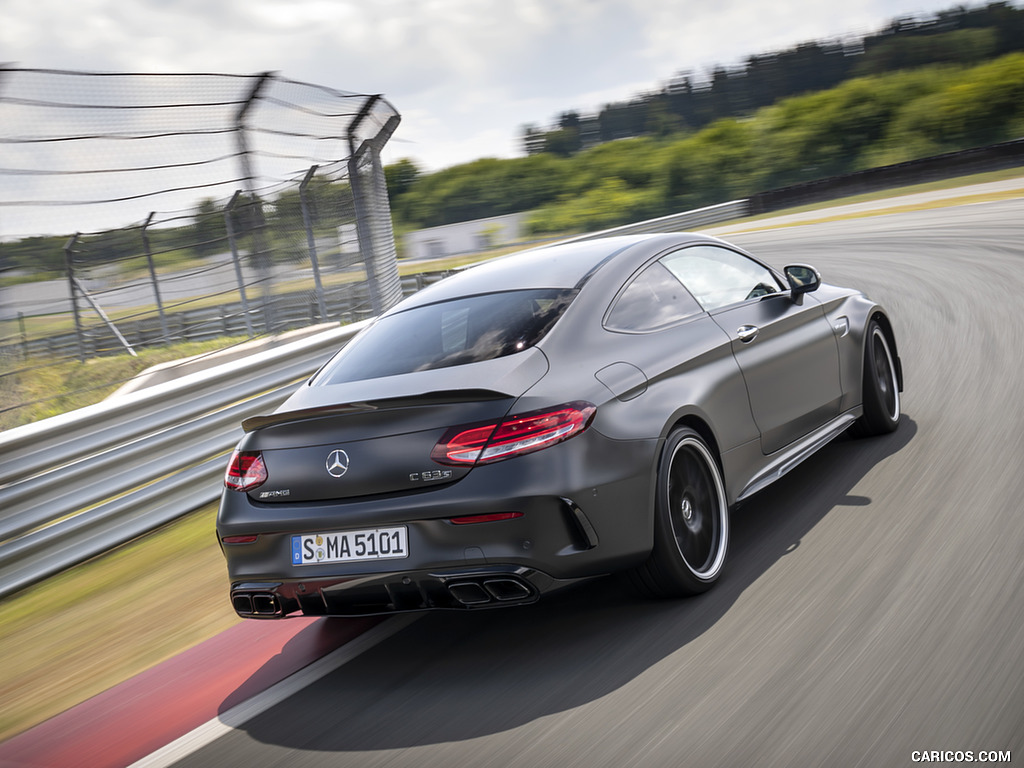 2019 Mercedes-AMG C 63 S Coupe (Color: Designo Graphite Gray Magno) - Rear Three-Quarter