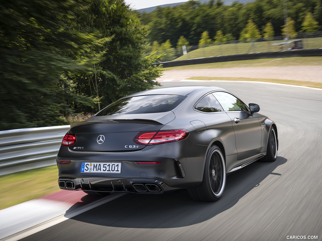 2019 Mercedes-AMG C 63 S Coupe (Color: Designo Graphite Gray Magno) - Rear Three-Quarter