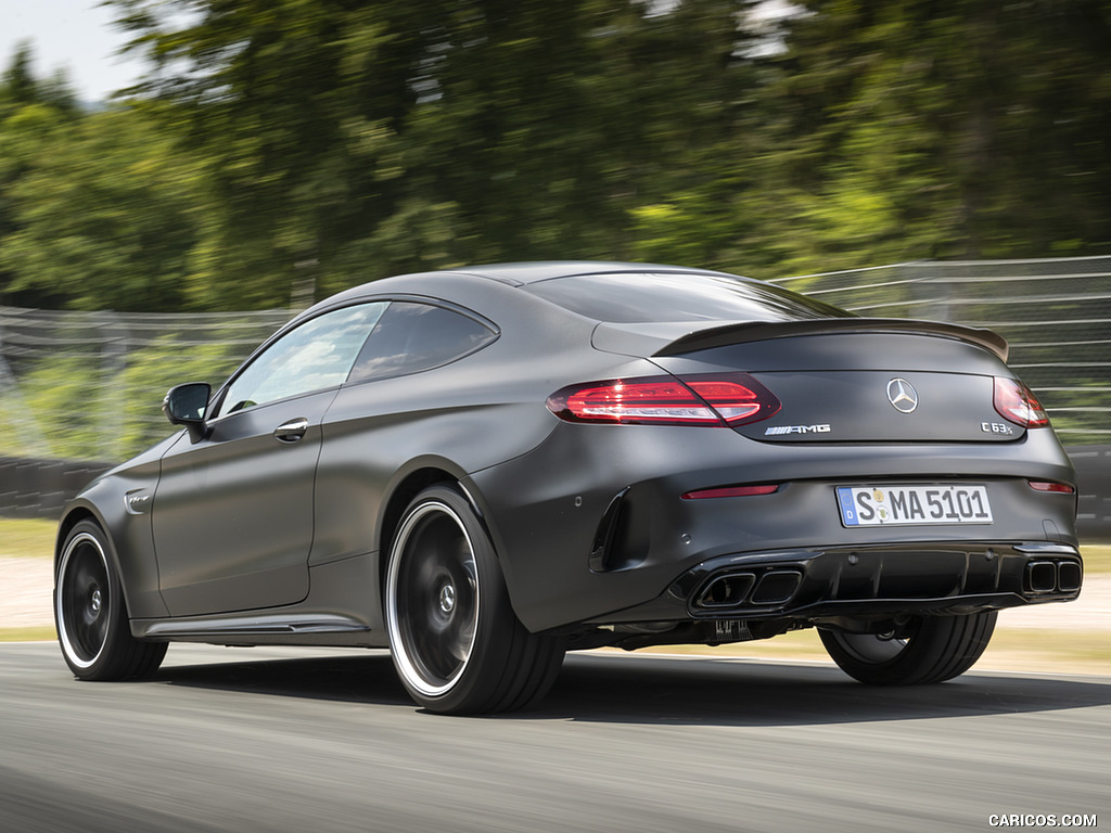 2019 Mercedes-AMG C 63 S Coupe (Color: Designo Graphite Gray Magno) - Rear Three-Quarter