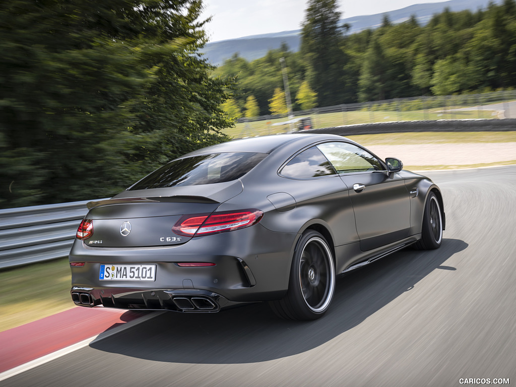 2019 Mercedes-AMG C 63 S Coupe (Color: Designo Graphite Gray Magno) - Rear Three-Quarter